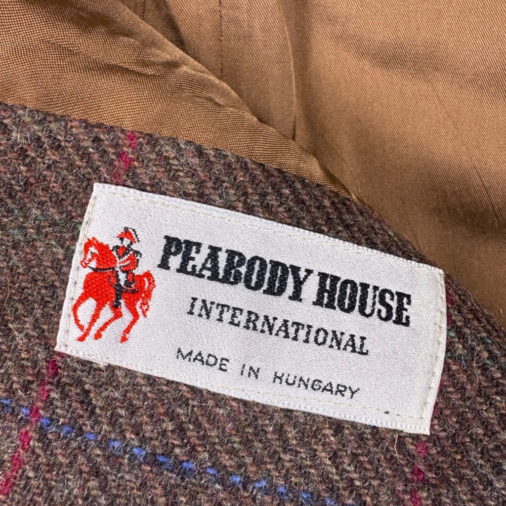 Peabody‎ House International Brown Wool Windowpane Plaid Blazer Jacket 9/10 VTG - Picture 4 of 12